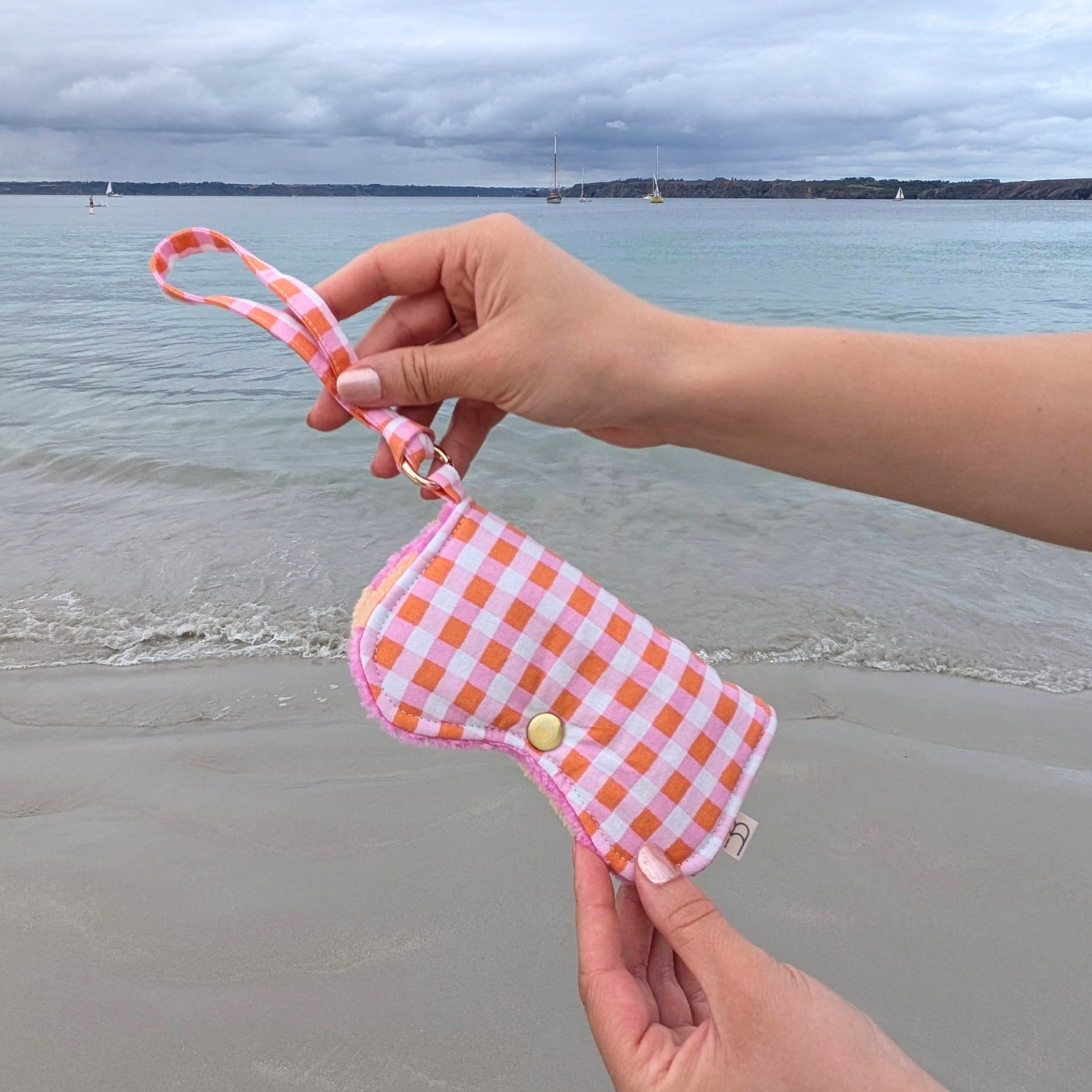 Protège-lunettes en tissu - Vichy imprimé & éponge rayée Atelier Maellem