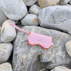 Protège-lunettes en tissu - Vichy rose & éponge rayée orange-rose Atelier Maellem