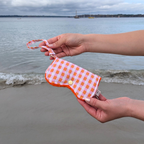 Protège-lunettes en tissu - Imprimé vichy rose, orange et blanc & éponge rayée orange-rose Atelier Maellem