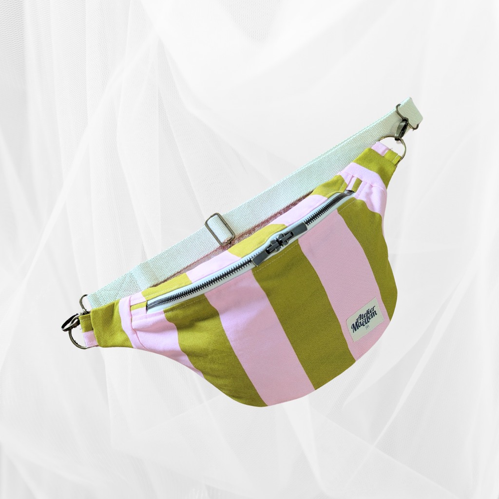 Banane rayé "Vert-rose" - Grand format Atelier Maellem