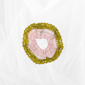 Chouchou - Rayure rose & blanche  horizontale & broderie anglaise verte Atelier Maellem