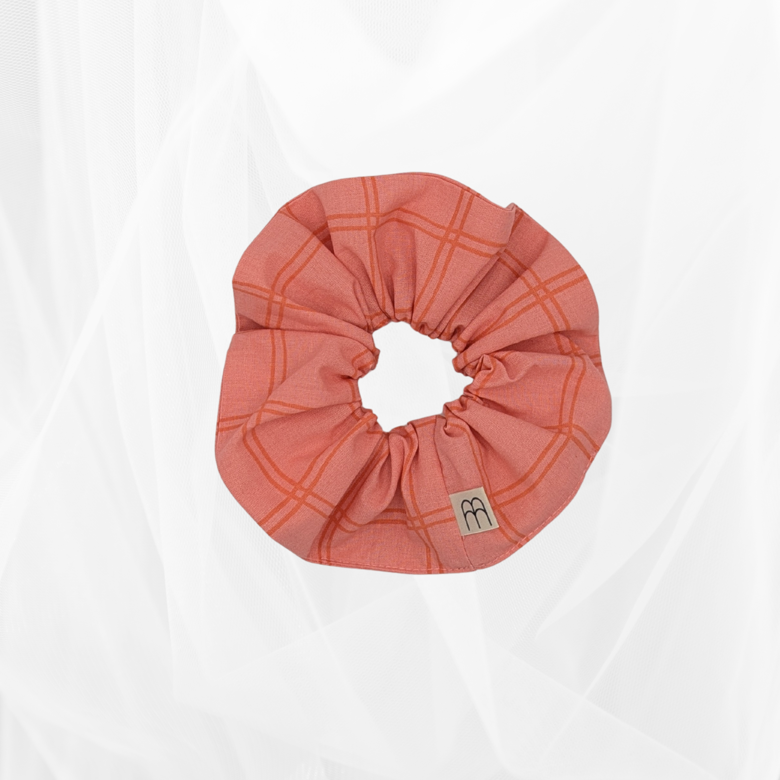 Chouchou - Imprimé rose corail & bandes oranges Atelier Maellem