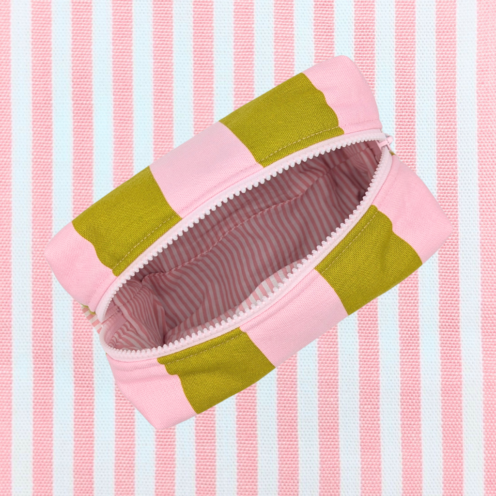 Trousse - Rayure "Vert-rose" 2 Atelier Maellem