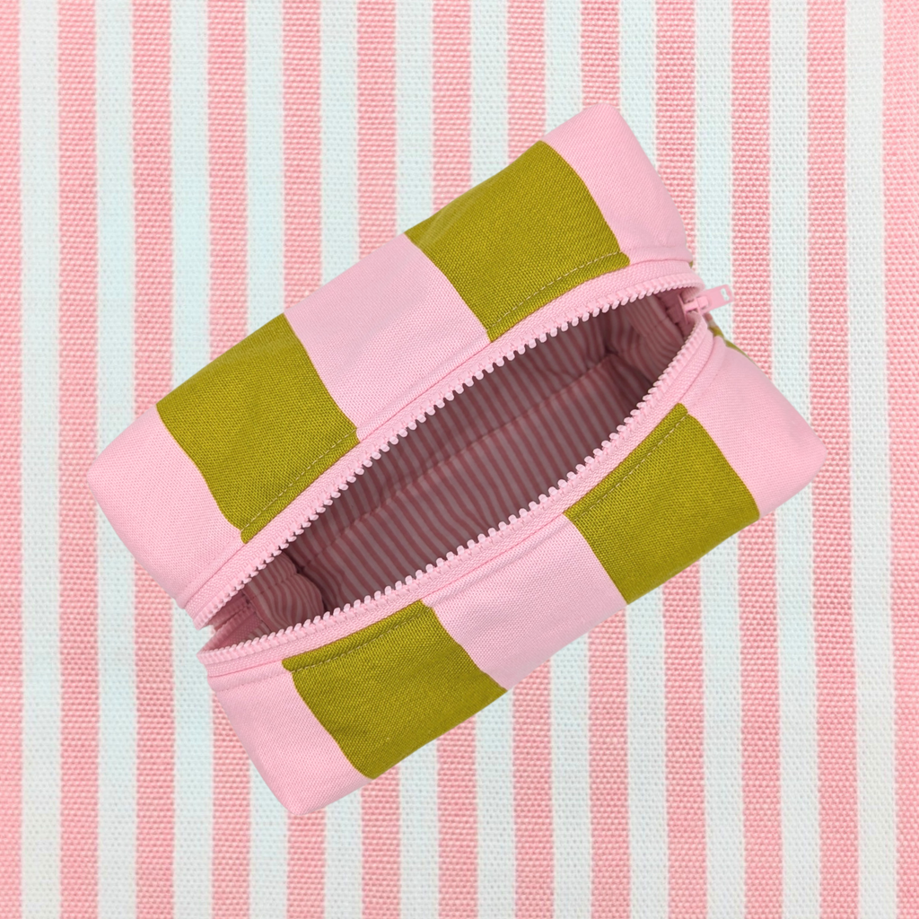 Trousse - Rayure "Vert-rose" Atelier Maellem