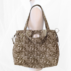 Sac cabas fermeture zippée - Matelassé floral vert Atelier Maellem