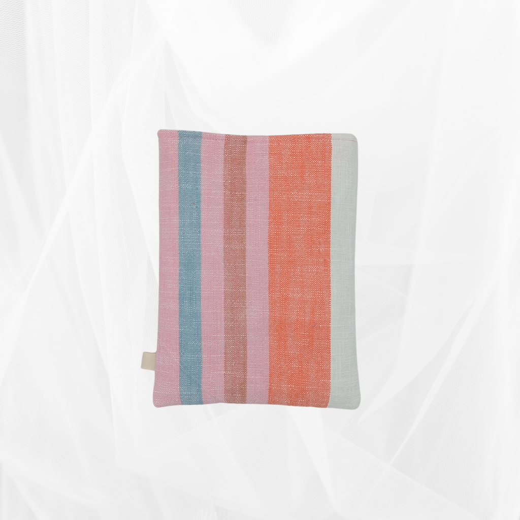 Housse de livre - Petit format - Rayure "Rose-orange" Atelier Maellem
