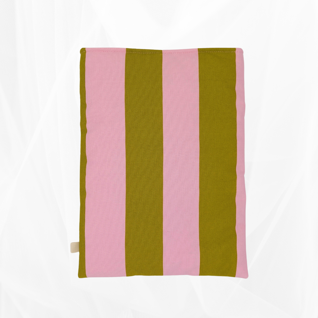 Housse de Livre - Grand Format - Rayure "Vert-rose" Atelier Maellem
