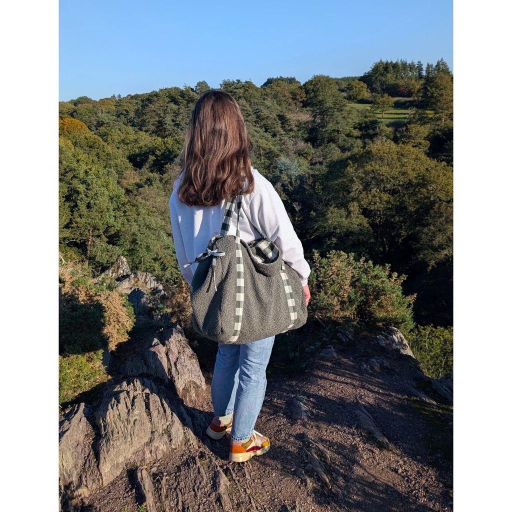 Sac cabas fermeture zippée - Bouclette kaki Atelier Maellem