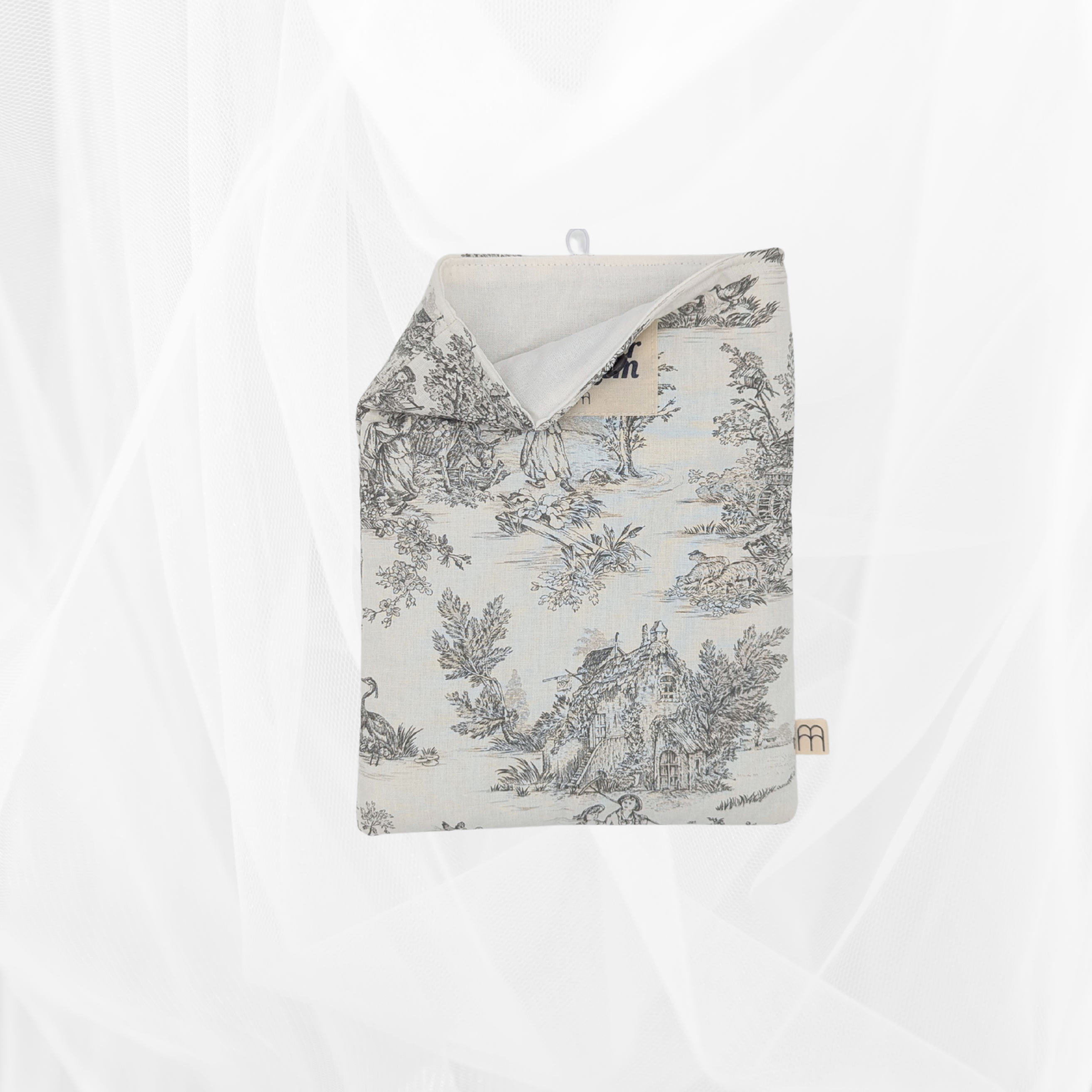 Housse de livre - Petit format - Imprimé toile de Jouy gris Atelier Maellem