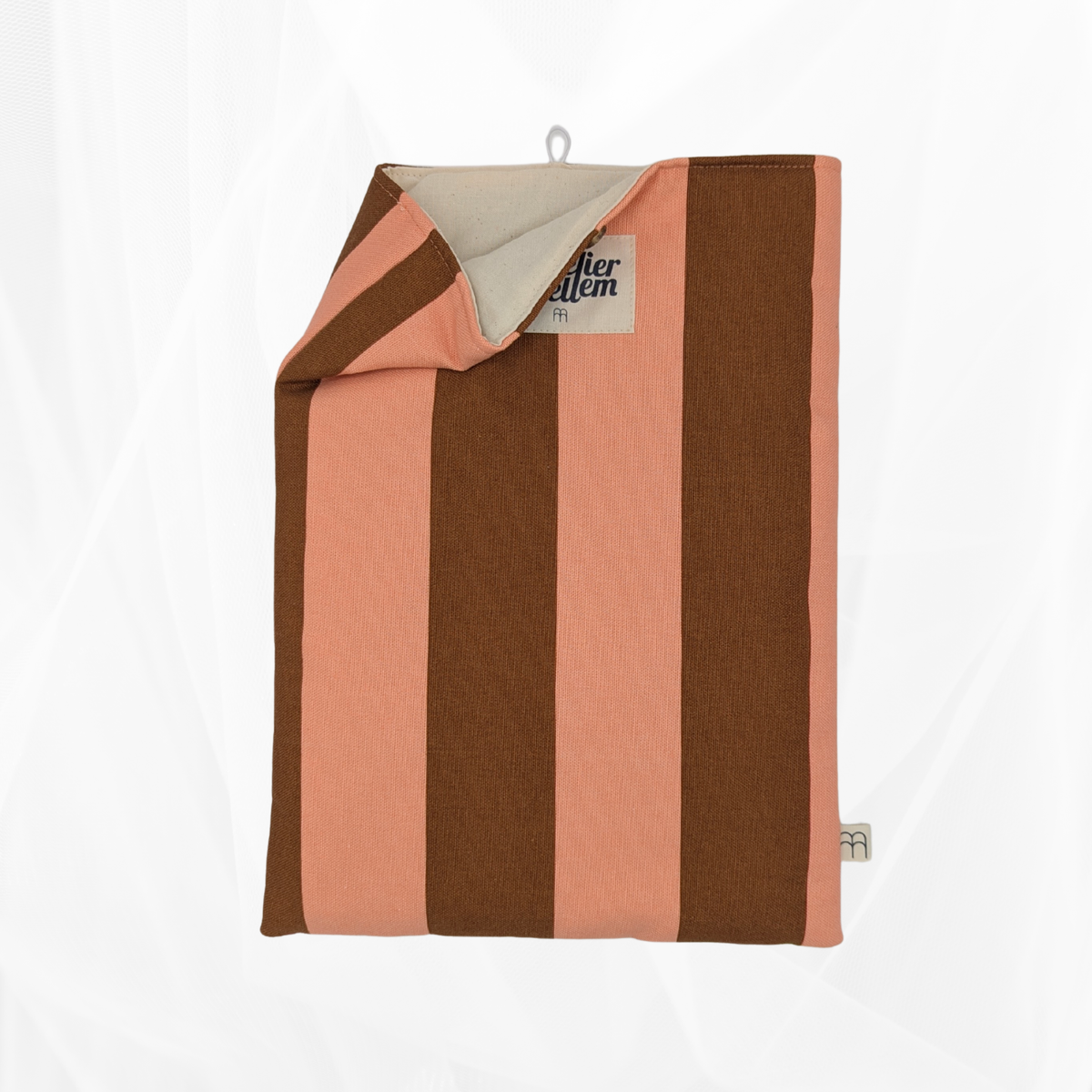 Housse de Livre - Grand Format - Rayure "Corail-marron" Atelier Maellem