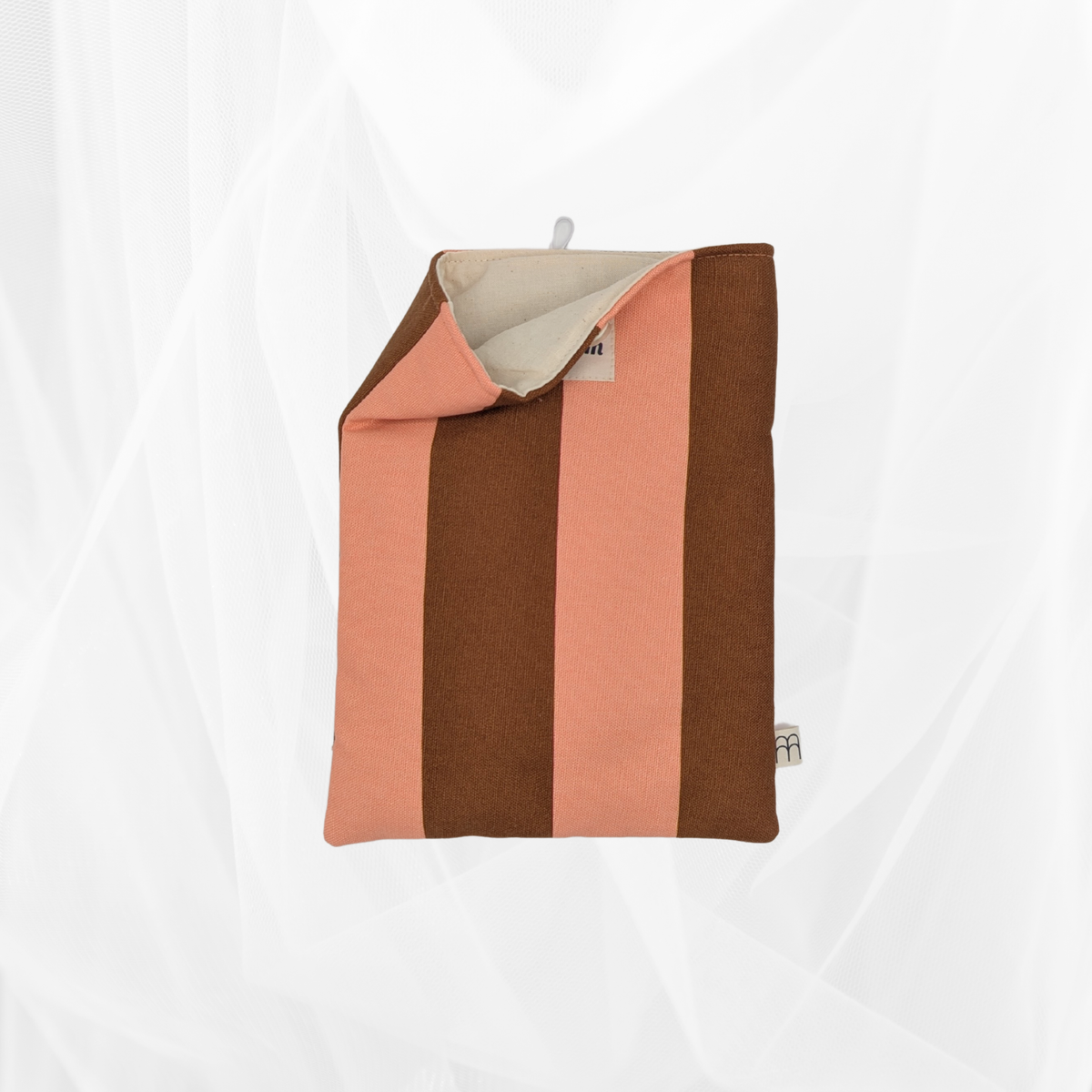 Housse de livre - Petit format - Rayure "Corail-marron" Atelier Maellem