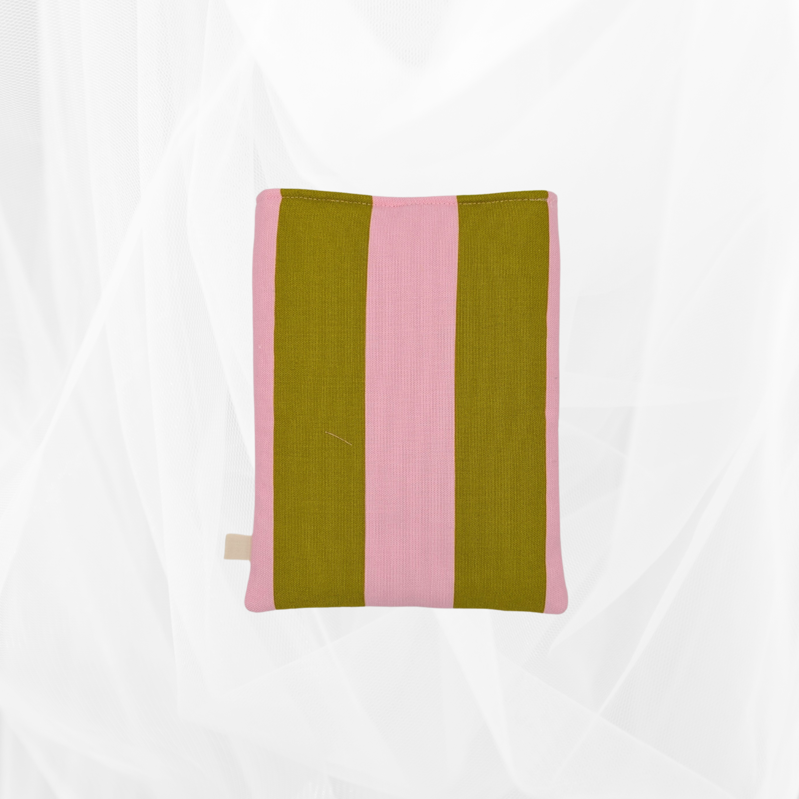 Housse de livre - Petit format - Rayure "Vert-rose" Atelier Maellem