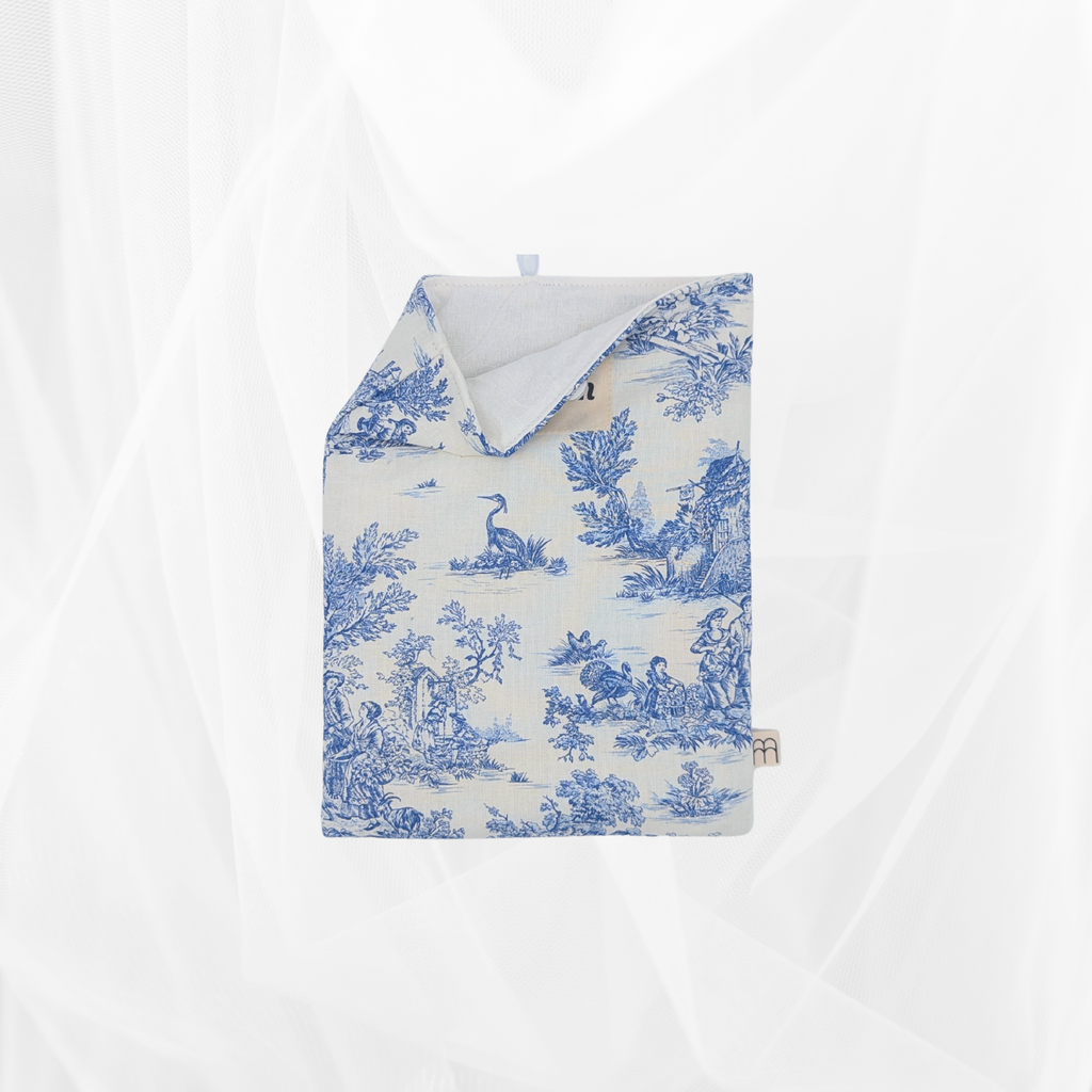 Housse de livre - Petit format - Imprimé toile de Jouy bleue Atelier Maellem