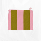 Pochette zippée - Rayure "Vert-rose" Atelier Maellem