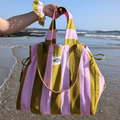Sac cabas - L'Essentiel - Rayure "Vert-rose" Atelier Maellem