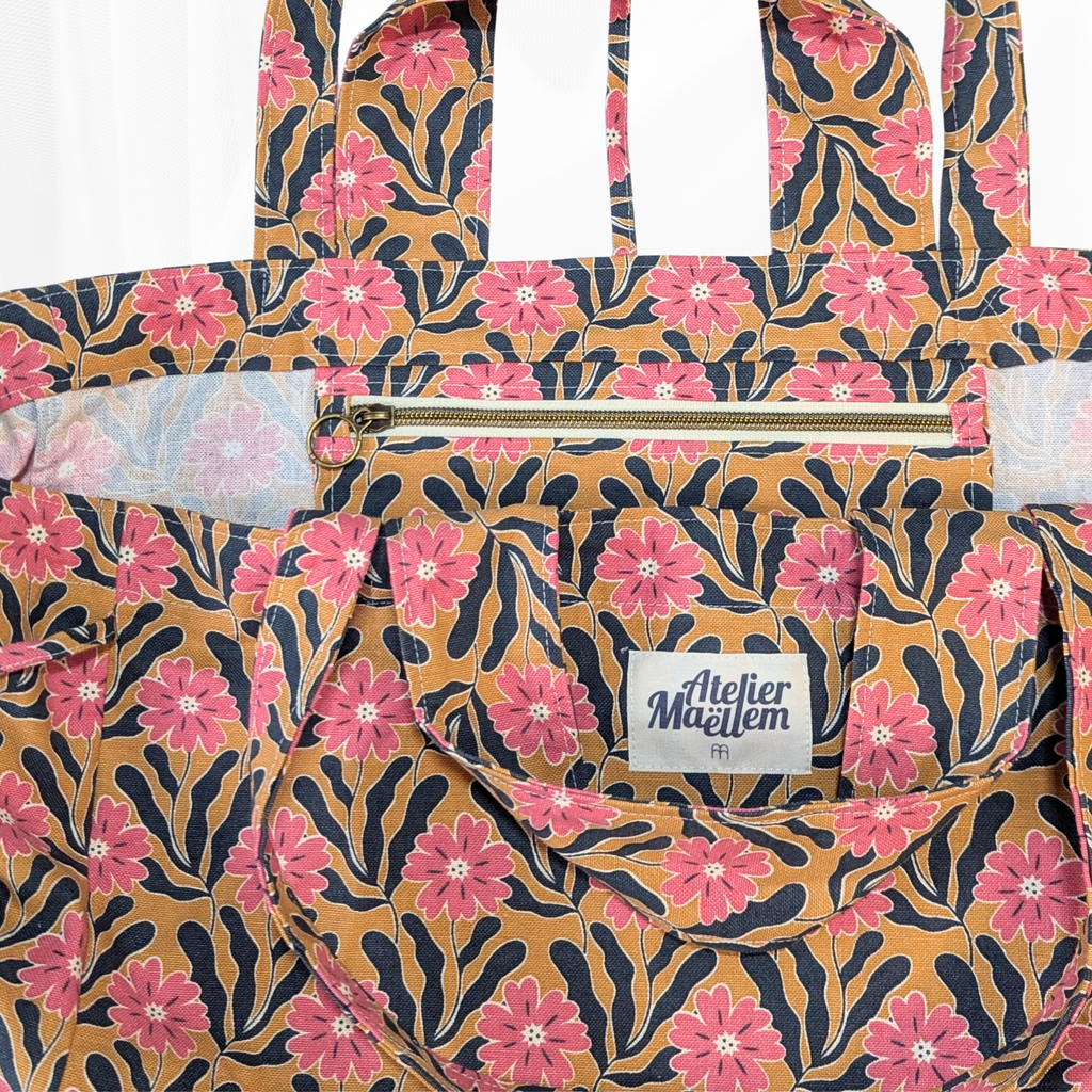 Sac cabas - L'Essentiel - Fleuri jaune Atelier Maellem