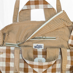 Sac cabas fermeture zippée - Carreaux Jaune moutarde & beige Atelier Maellem