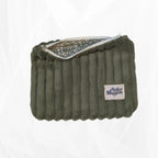 pochette zippée - Velours côtelé large tilleul Atelier Maellem