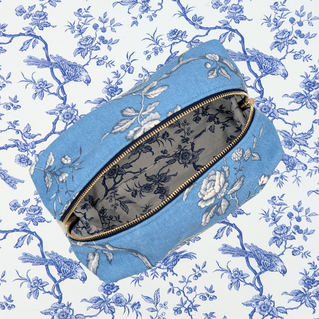 Trousse - Poétique bleu et doublure bleue Atelier Maellem