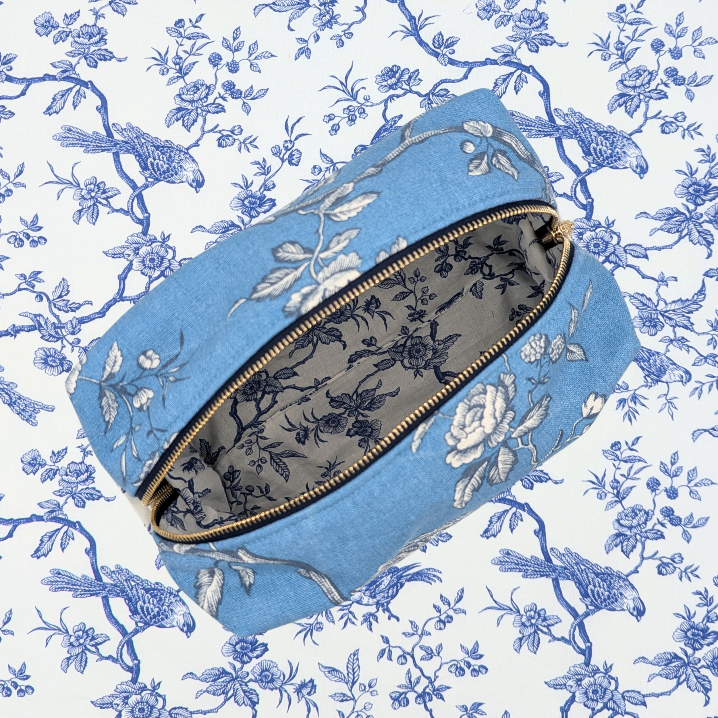 Trousse - Poétique bleu et doublure bleue Atelier Maellem