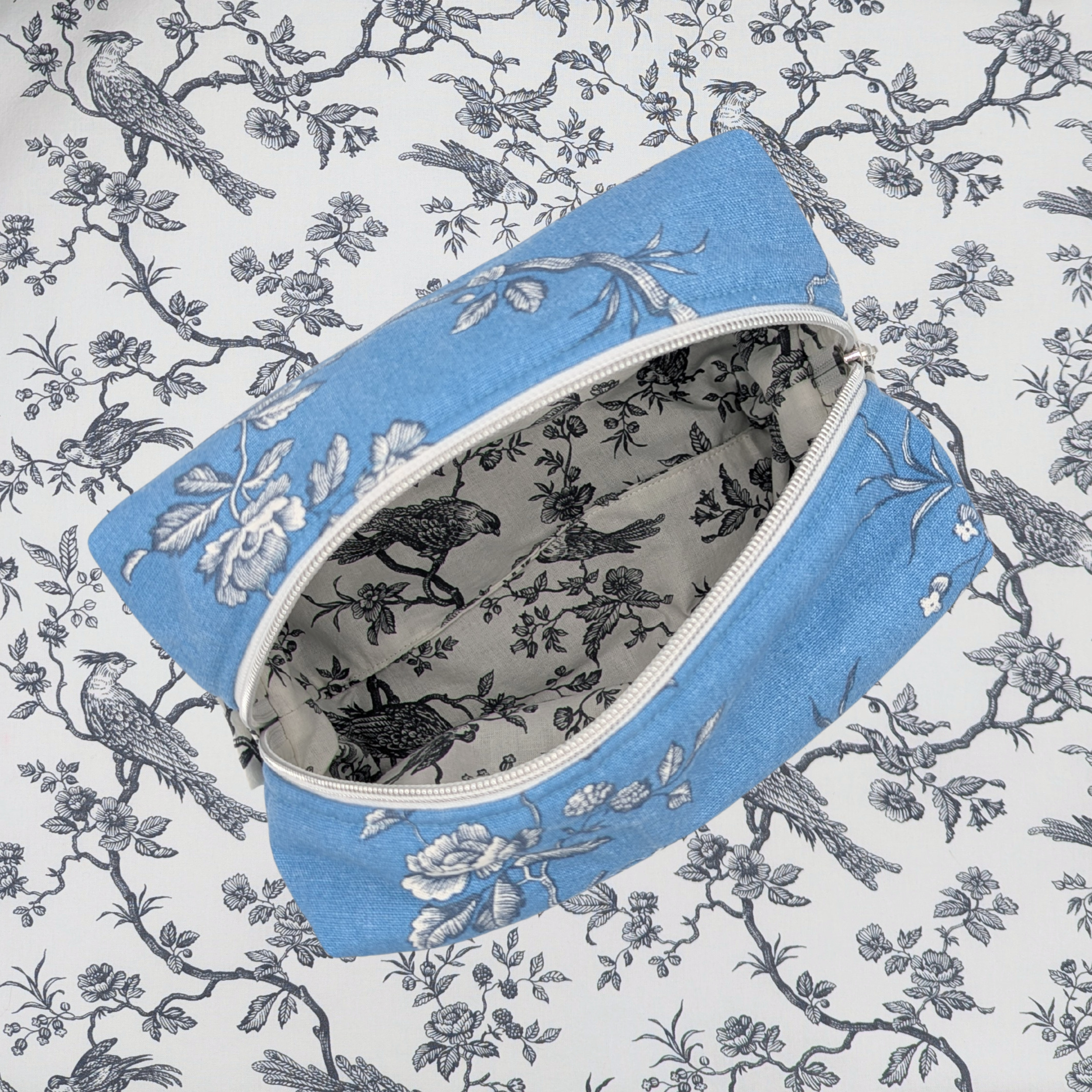 Trousse - Poétique bleu et doublure grise Atelier Maellem