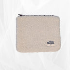 Pochette zippée - bouclette écru doublure fleurie Atelier Maellem