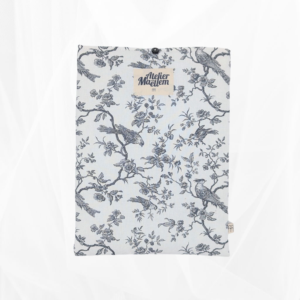 Housse de Livre - Grand Format - Imprimé poétique gris Atelier Maellem