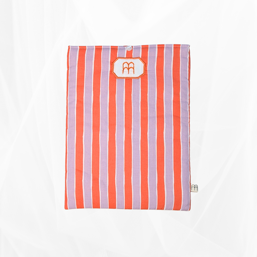 Housse de Livre - Grand Format - Rayures orange-lilas Atelier Maellem