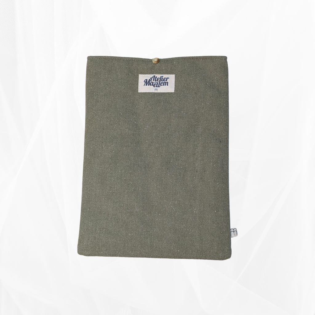Housse de Livre - Grand Format - Toile Vert kaki Atelier Maellem