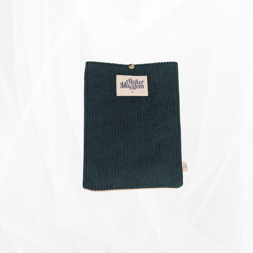 Housse de livre - Petit format - Velours côtelé Vert forêt Atelier Maellem
