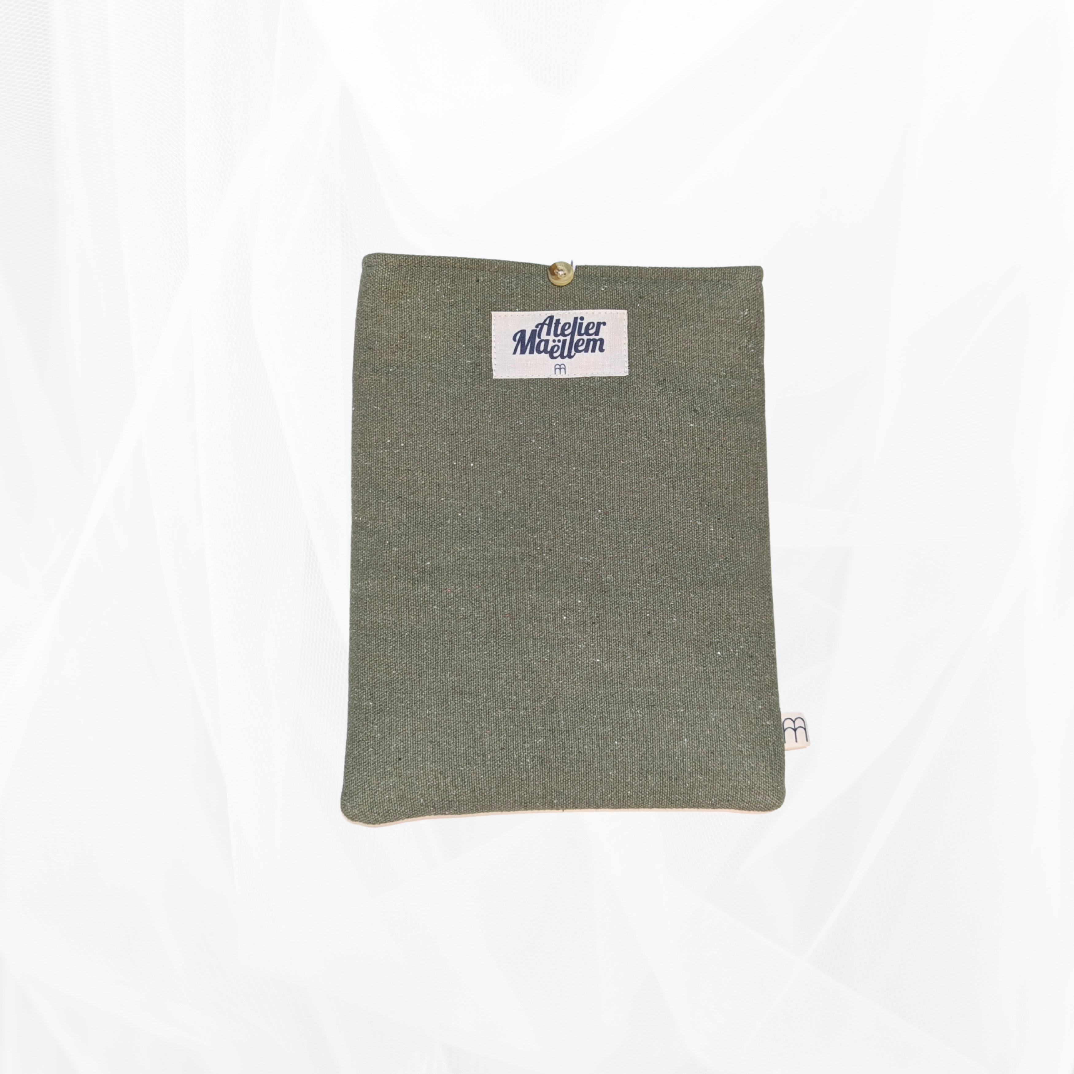 Housse de livre - Petit format - Toile Vert Kaki Atelier Maellem
