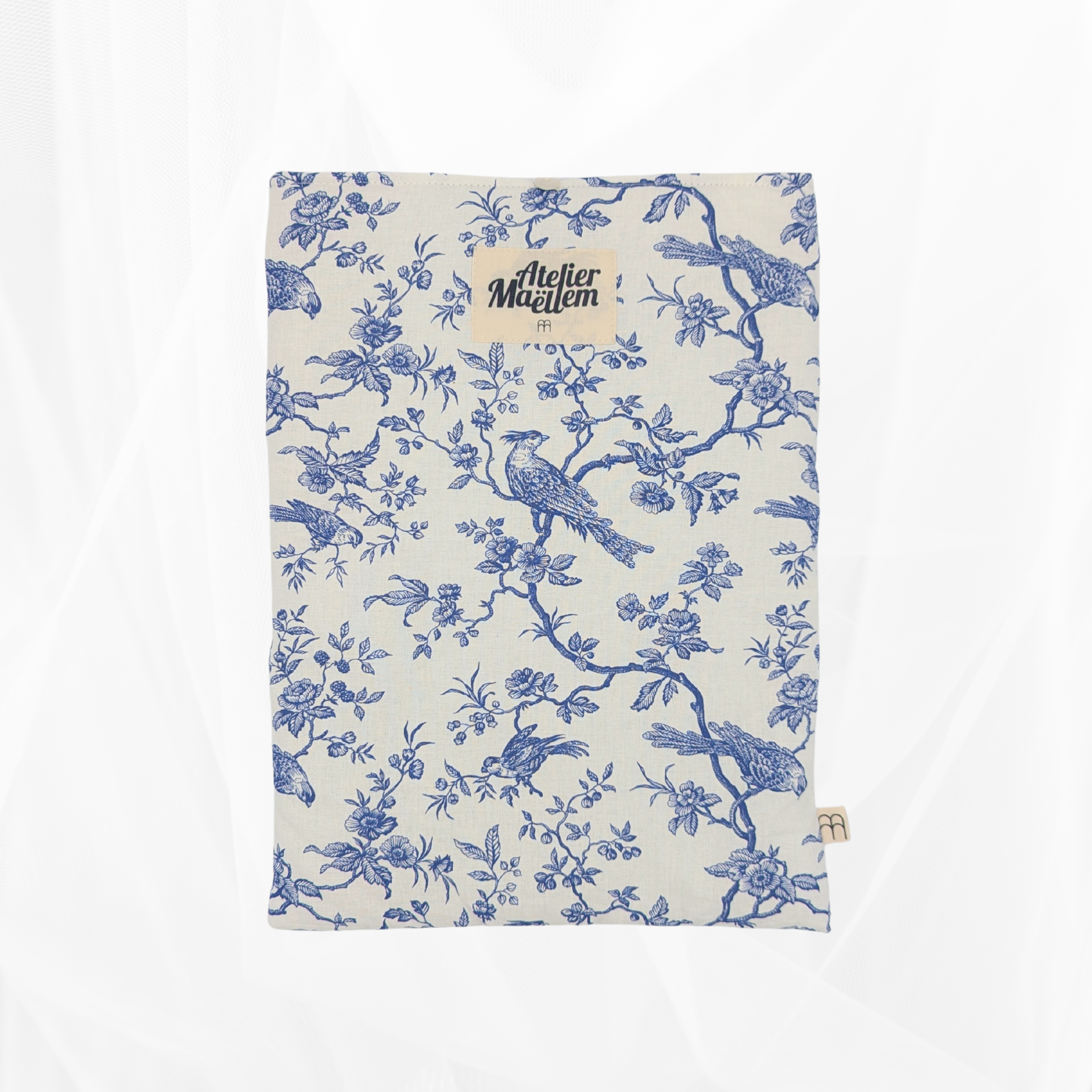Housse de Livre - Grand Format - Imprimé poétique bleu Atelier Maellem