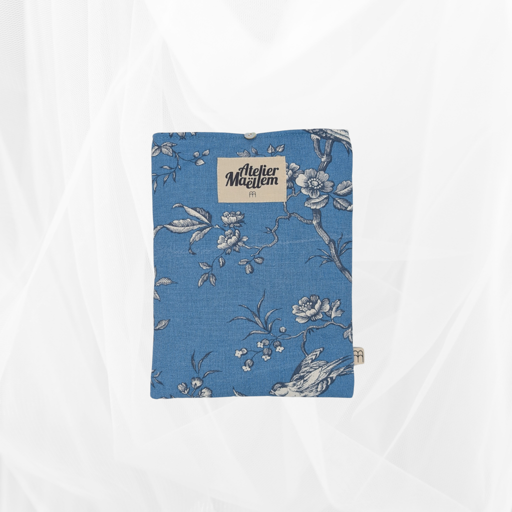 Housse de livre - Petit format - Poétique Bleu doublure bleu Atelier Maellem