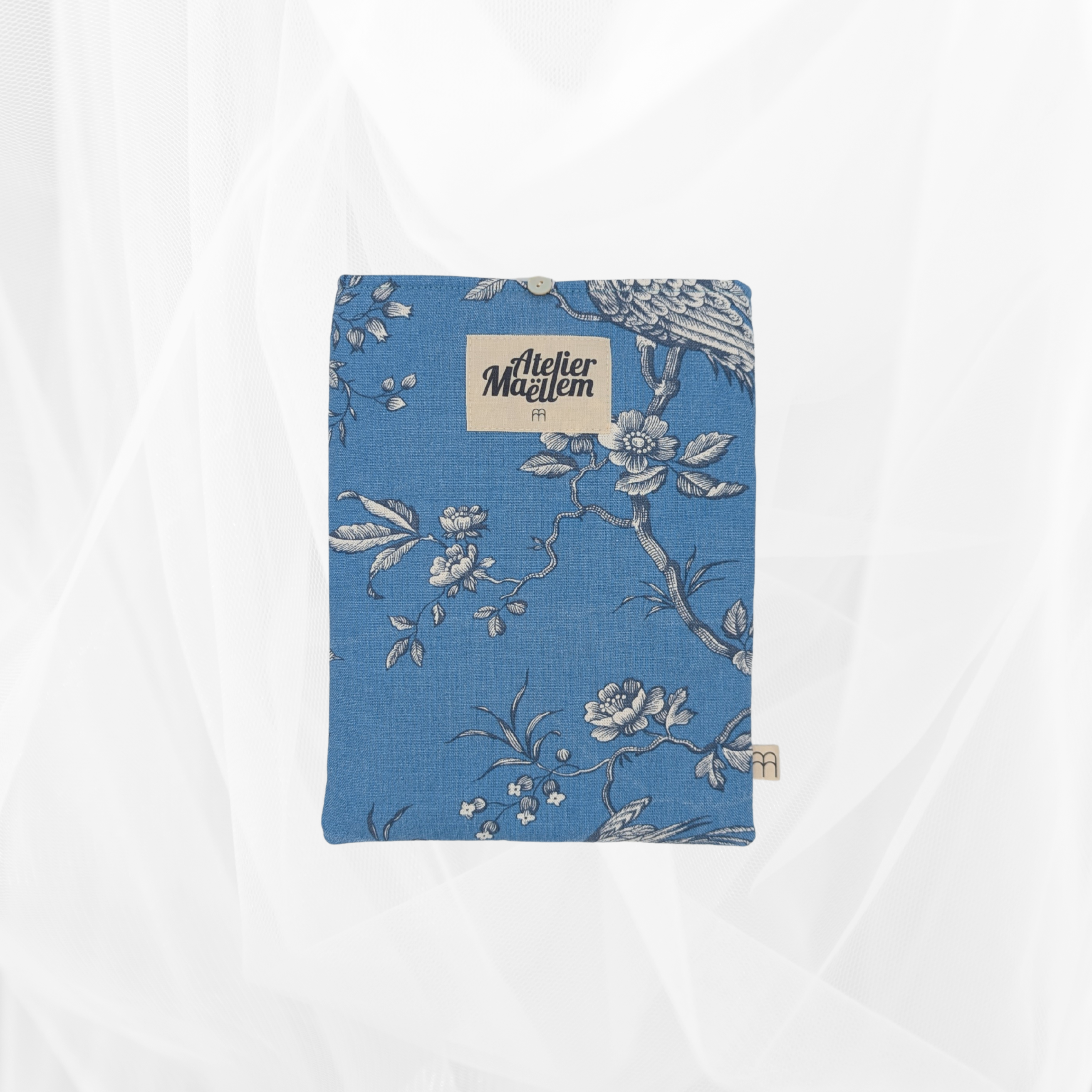 Housse de livre - Petit format - Poétique Bleu doublure grisé Atelier Maellem