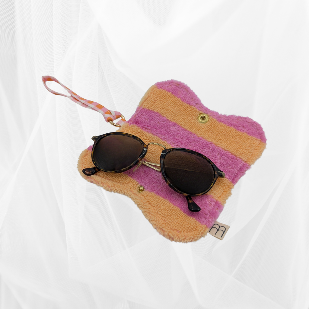 Protège-lunettes en tissu - Vichy imprimé & éponge rayée Atelier Maellem