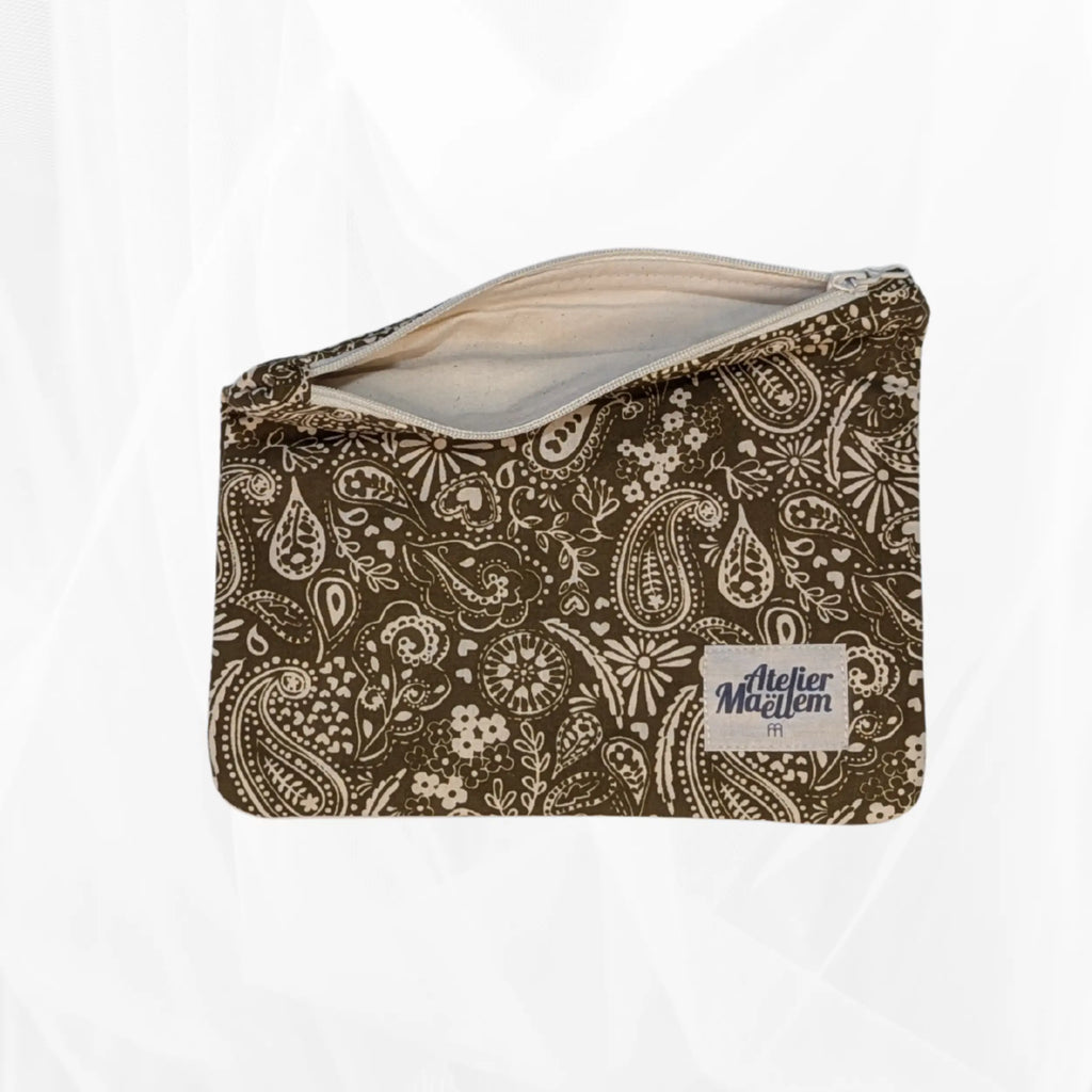 Pochette zippée - imprimée floral vert Atelier Maellem