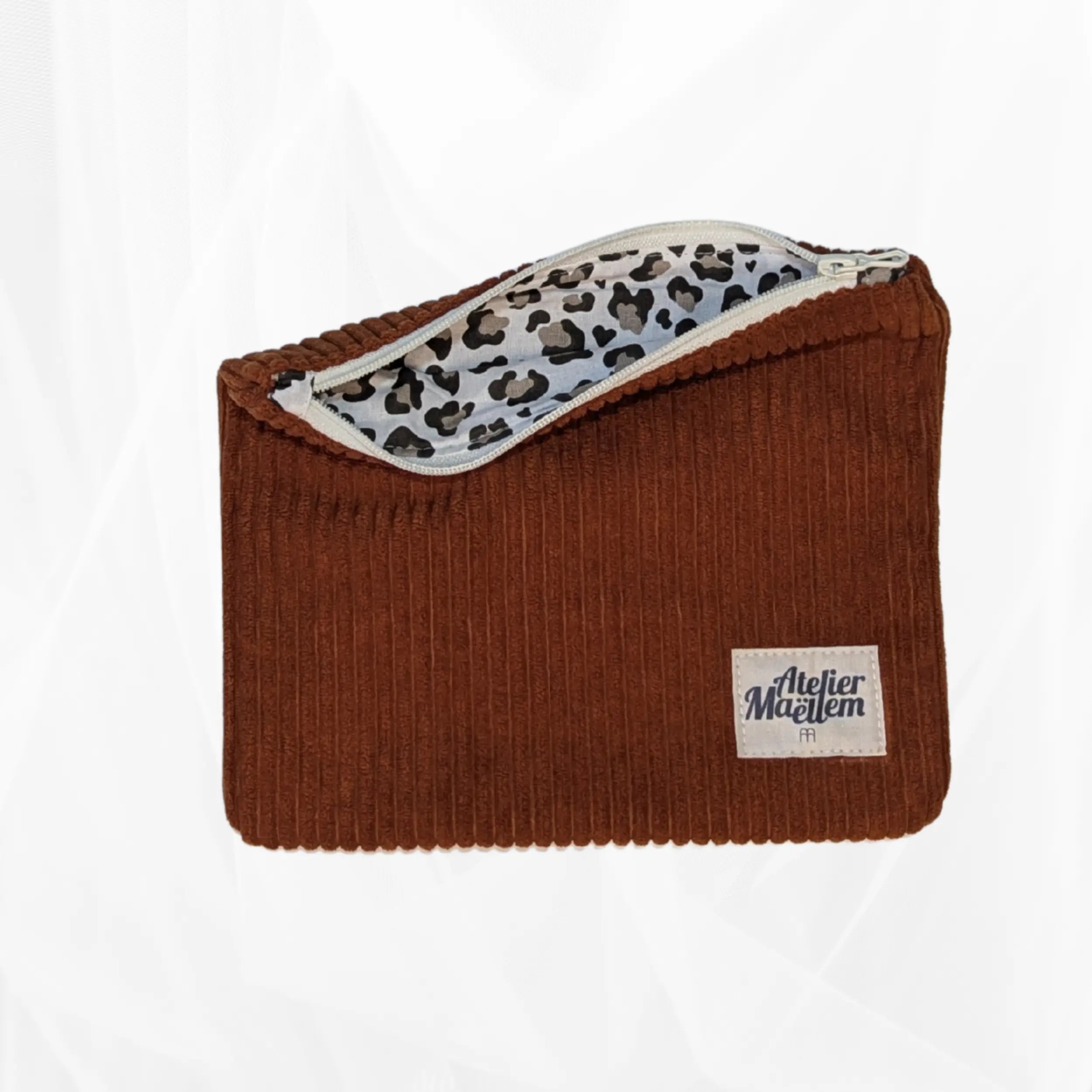 Pochette zippée - Velours côtelé rouille Atelier Maellem
