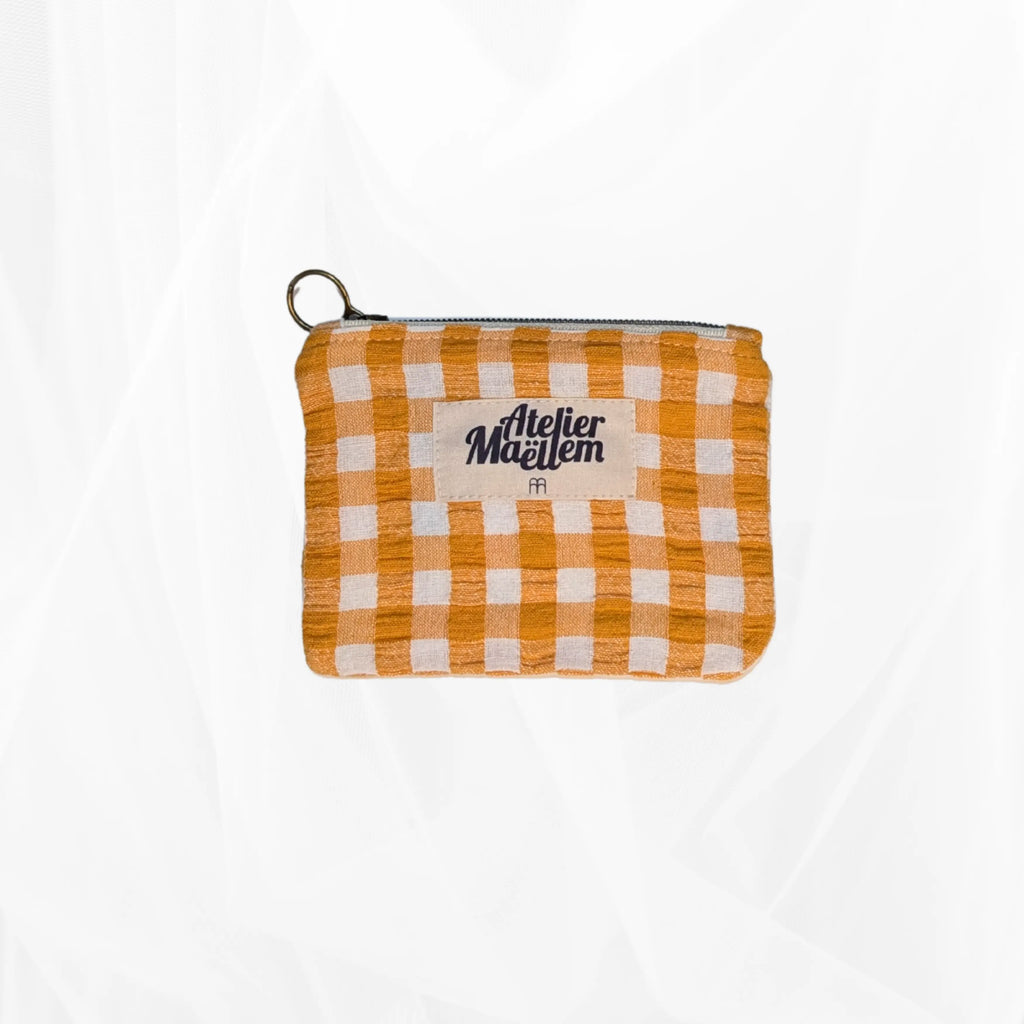 Porte-monnaie -  Vichy jaune et doublure fantaisie Atelier Maellem