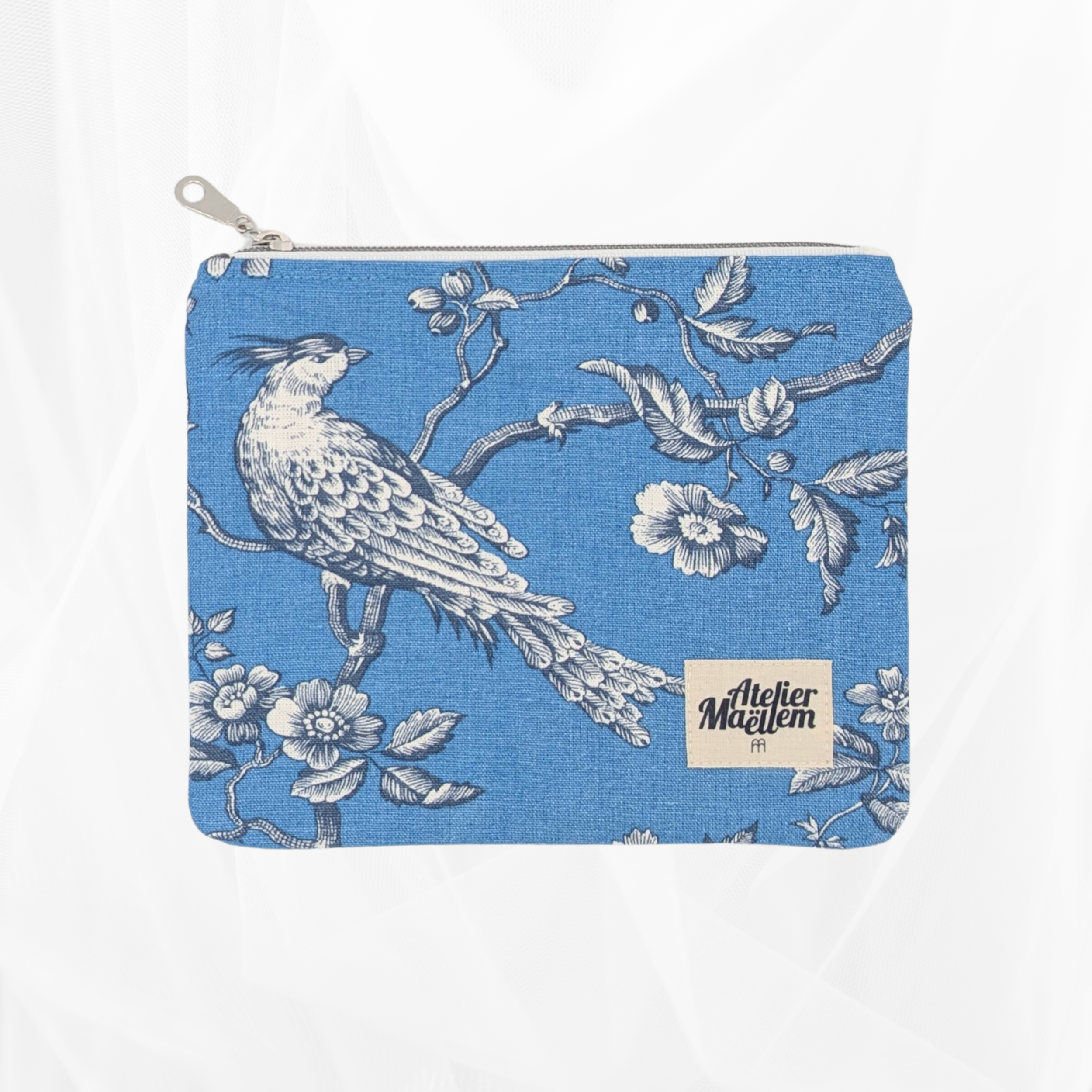 Pochette zippée - Poétique Bleu Atelier Maellem