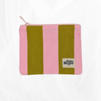 Pochette zippée - Rayure "Vert-rose" Atelier Maellem