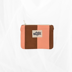 Porte-monnaie - Rayure "Corail-marron" - doublure unie naturelle Atelier Maellem
