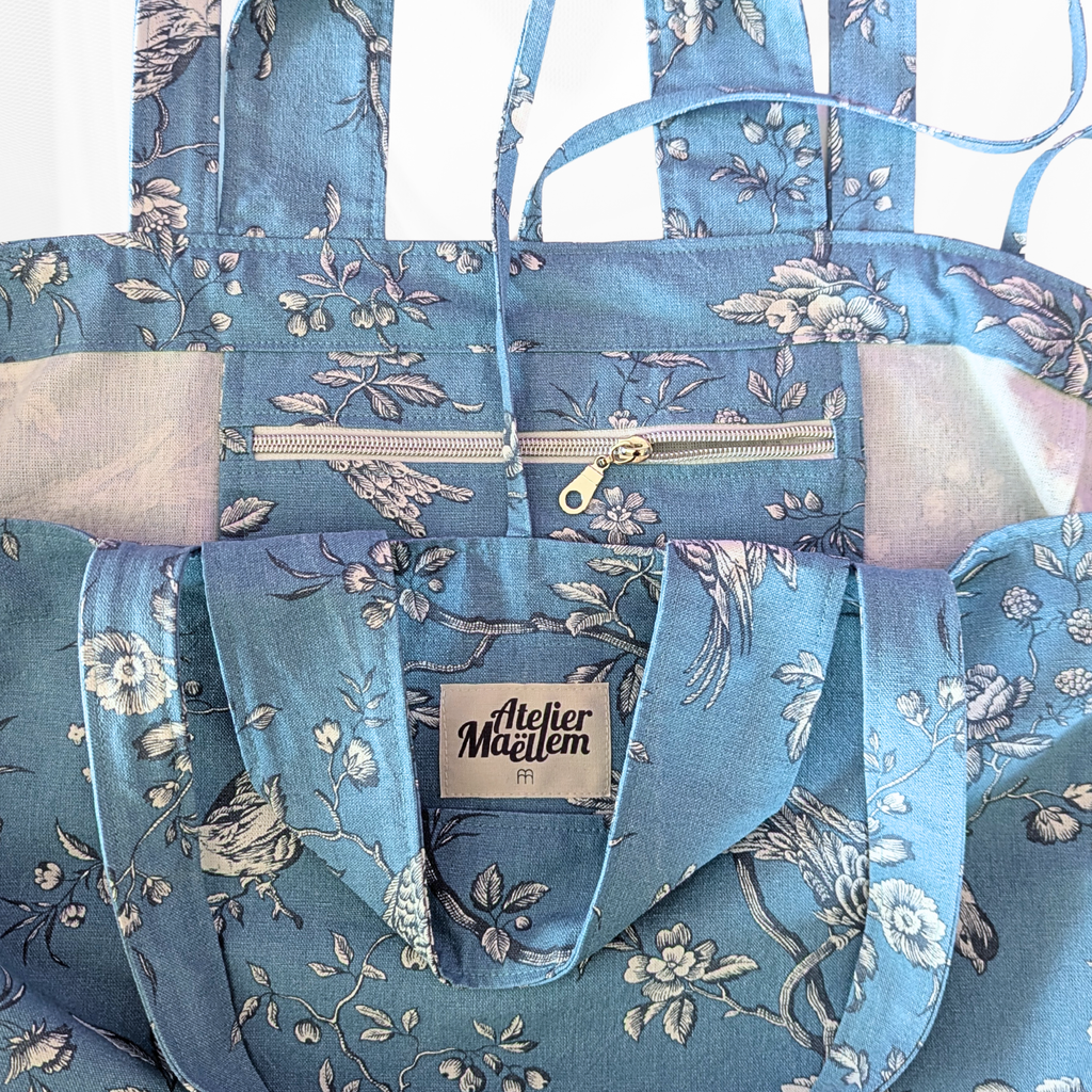 Sac cabas - L'Essentiel - Poétique bleu Atelier Maellem