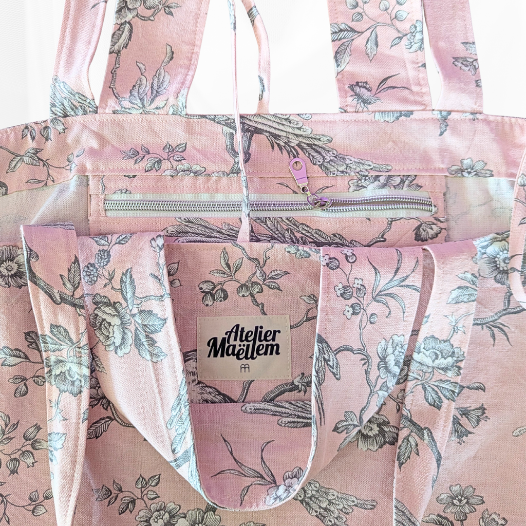 Sac cabas - L'Essentiel - Poétique rose Atelier Maellem