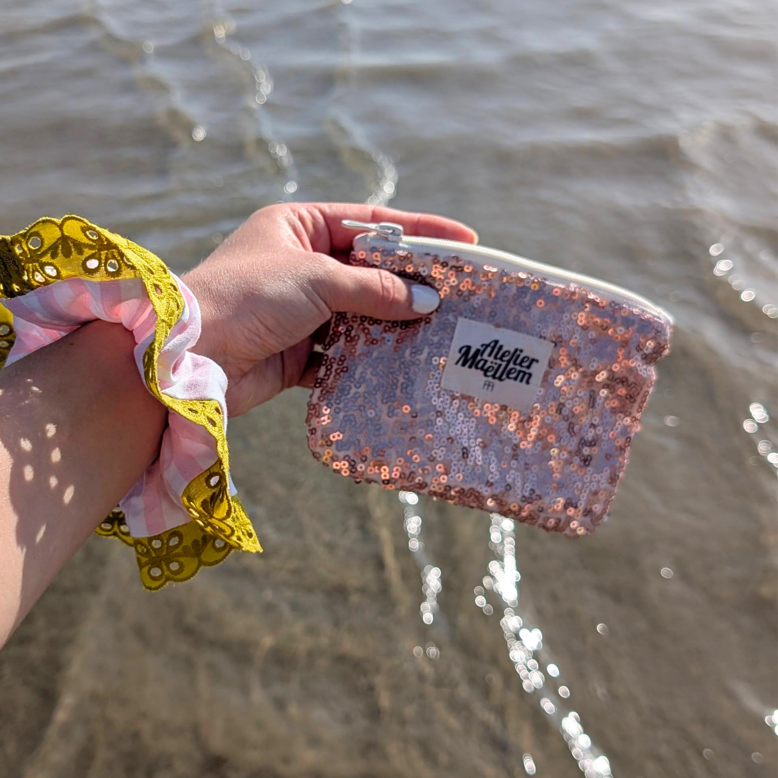 Porte-monnaie - Sequins rose Atelier Maellem