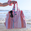 Sac cabas - Rayure multicolore "Rose-orange" Atelier Maellem