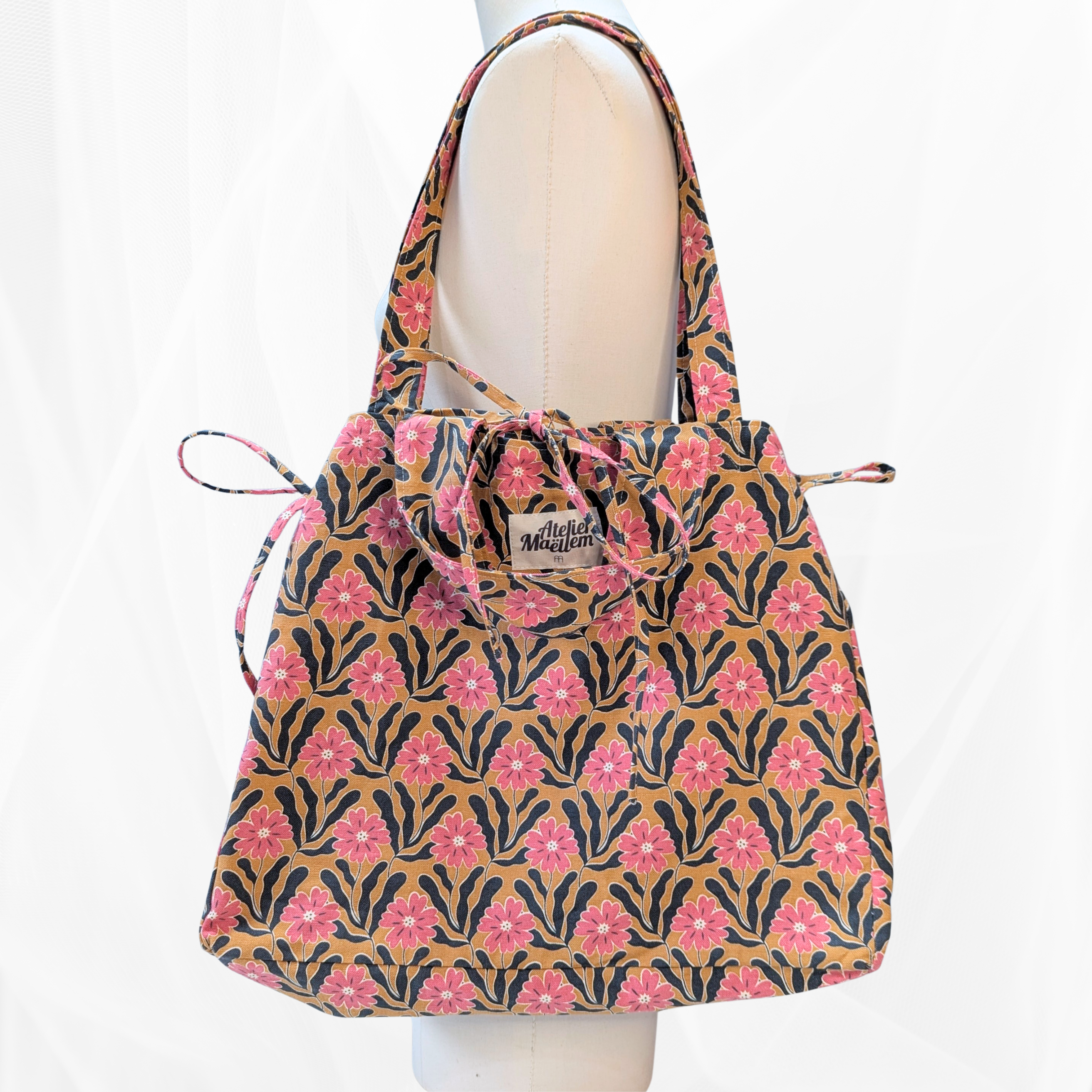 Sac cabas - L'Essentiel - Fleuri jaune Atelier Maellem