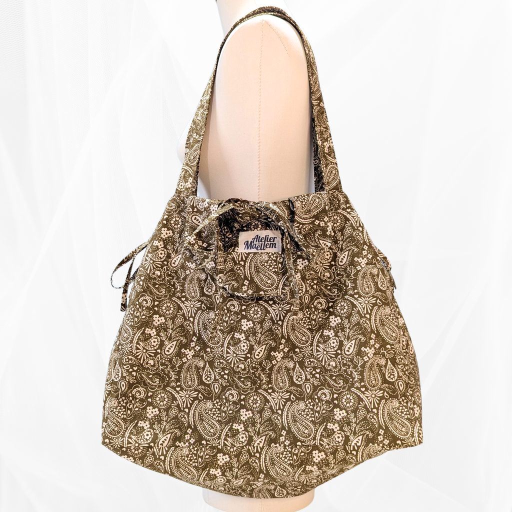 Sac cabas fermeture zippée - Floral vert Atelier Maellem