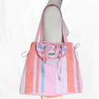 Sac cabas - Rayure multicolore "Rose-orange" Atelier Maellem