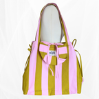 Sac cabas - L'Essentiel - Rayure "Vert-rose" Atelier Maellem