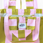 Sac cabas - L'Essentiel - Rayure "Rose-vert" Atelier Maellem